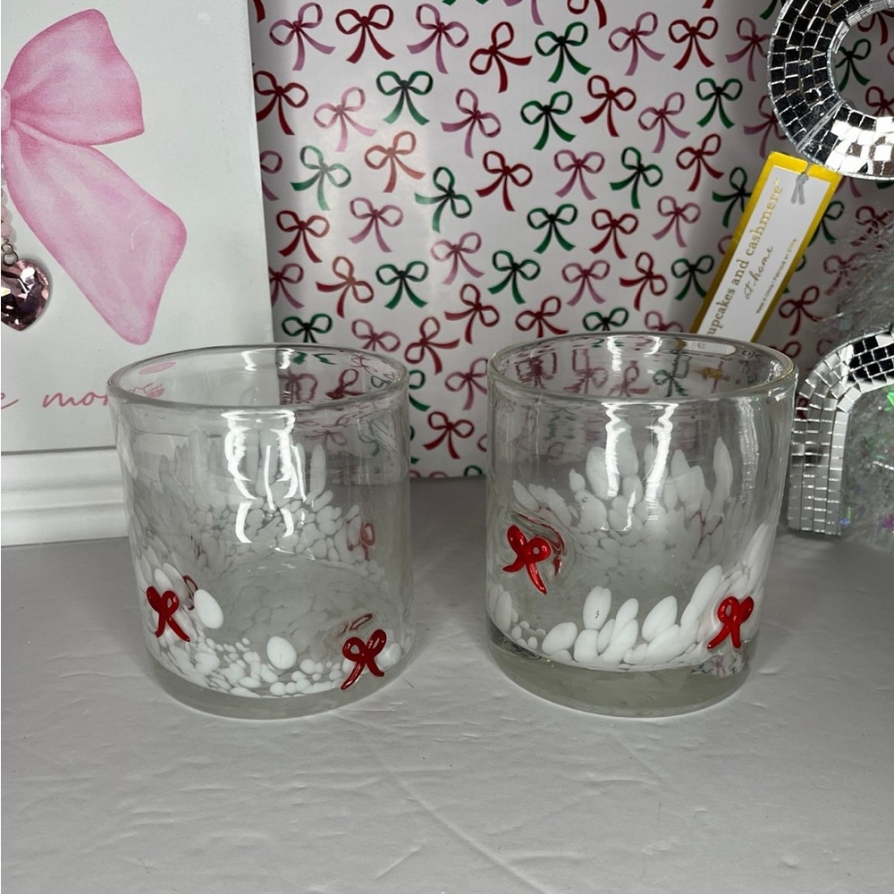 Red Bow Old Fashion Whisky Tumbler Glasses